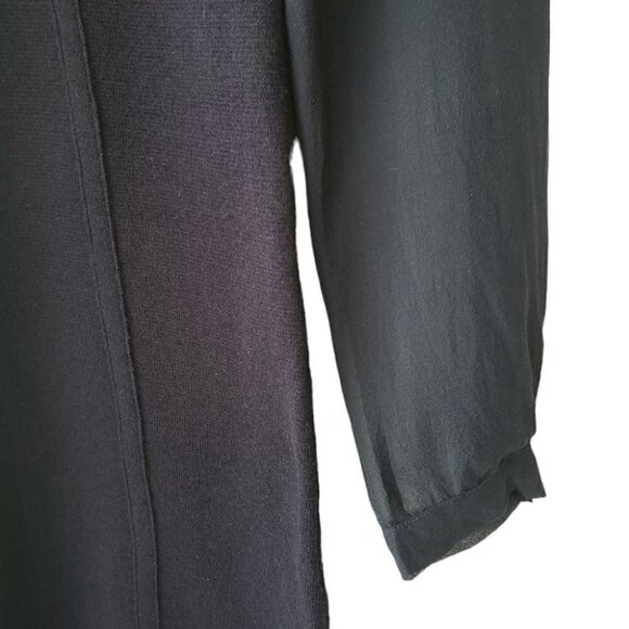 Juliette Longuet Navy Blue Wool Blend Mini Dress Knit With Silk Sleeves - Picture 4 of 6